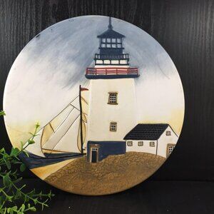 Sakura David Carter Lighthouse Trivet By the Sea Wall Plaque Nautical Kitchen